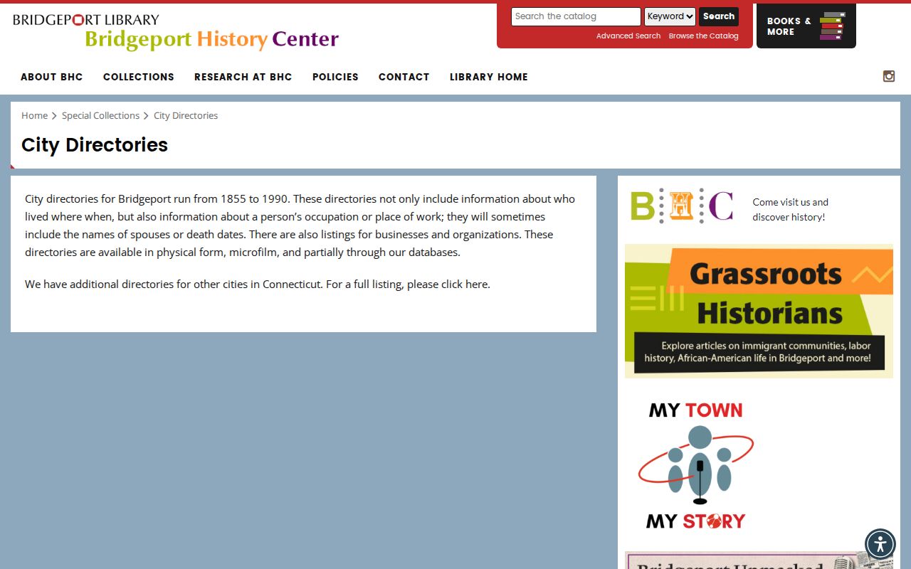 Bridgeport city directory collection for residents directory research