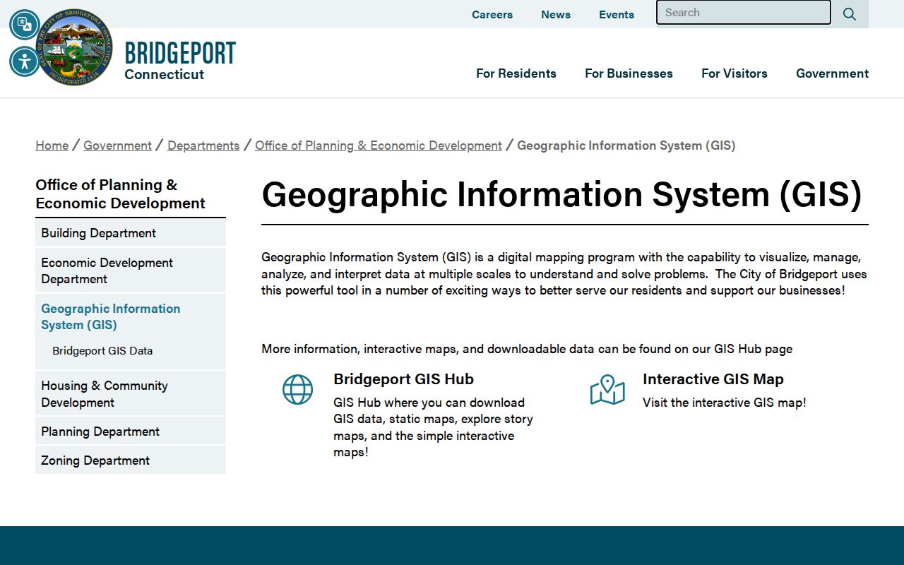 Bridgeport neighbors GIS department map resources