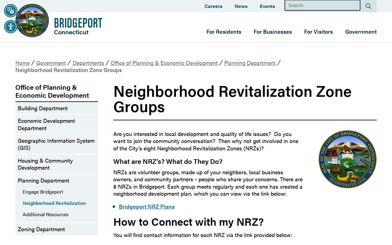Bridgeport neighbors neighborhood revitalization zone groups