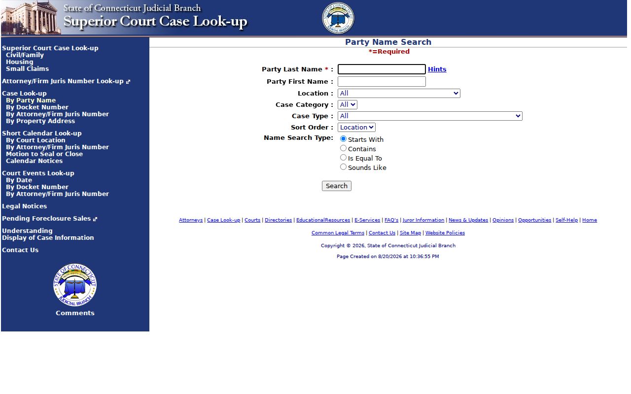 Bridgeport resident lookup Connecticut civil party search