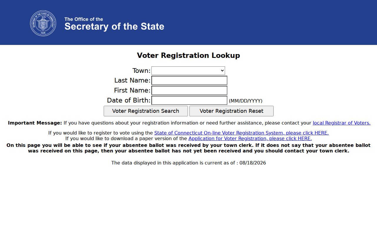 Bridgeport resident lookup Connecticut voter lookup privacy route